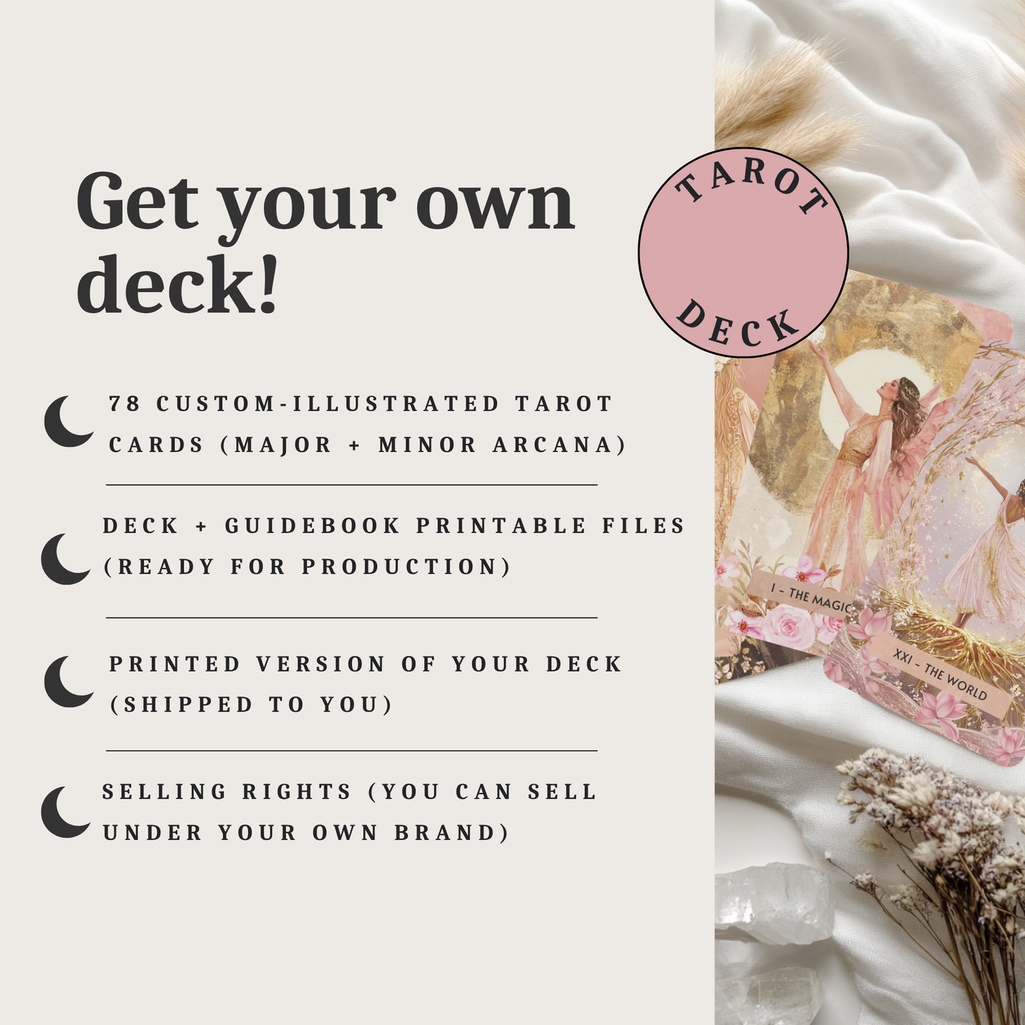 Full Custom Tarot Deck — 78-Card Illustrated Creation