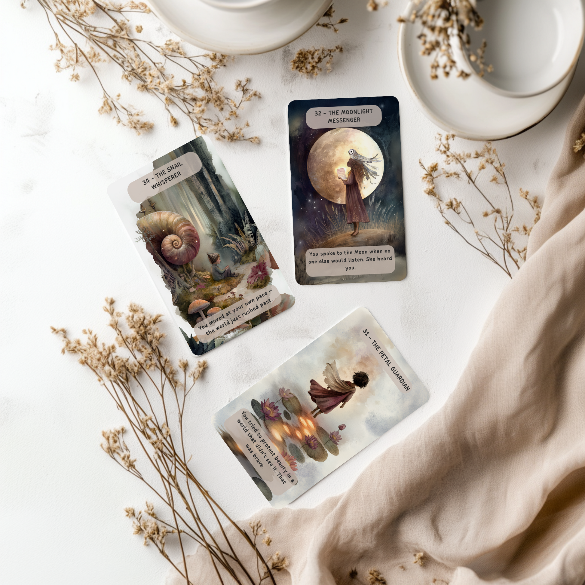 The Child Within Oracle Deck placed beside a cup of tea symbolizing emotional comfort and self-reflection. These intuitive oracle cards are perfect for supporting inner child healing, emotional validation, and deep soul work. A gentle companion for daily self-care and spiritual reflection.